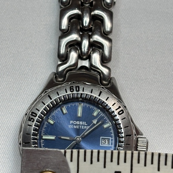 Fossil Steel Women's Wristwatch Stainless Steel Blue Date FS-2593 100 Meters - Picture 9 of 11